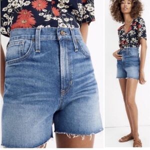 MADEWELL High-Rise Denim Shorts Jean Cut-Off Raw Hem Medium Wash Size 26